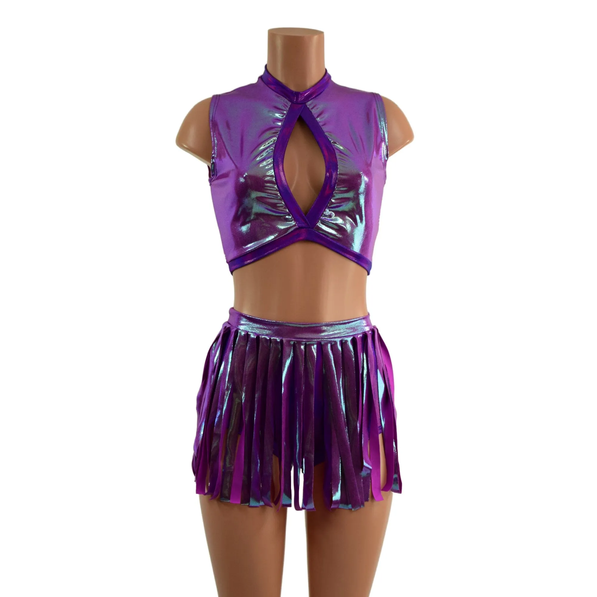 2PC Keyhole Top and Gladiator Shorts Set