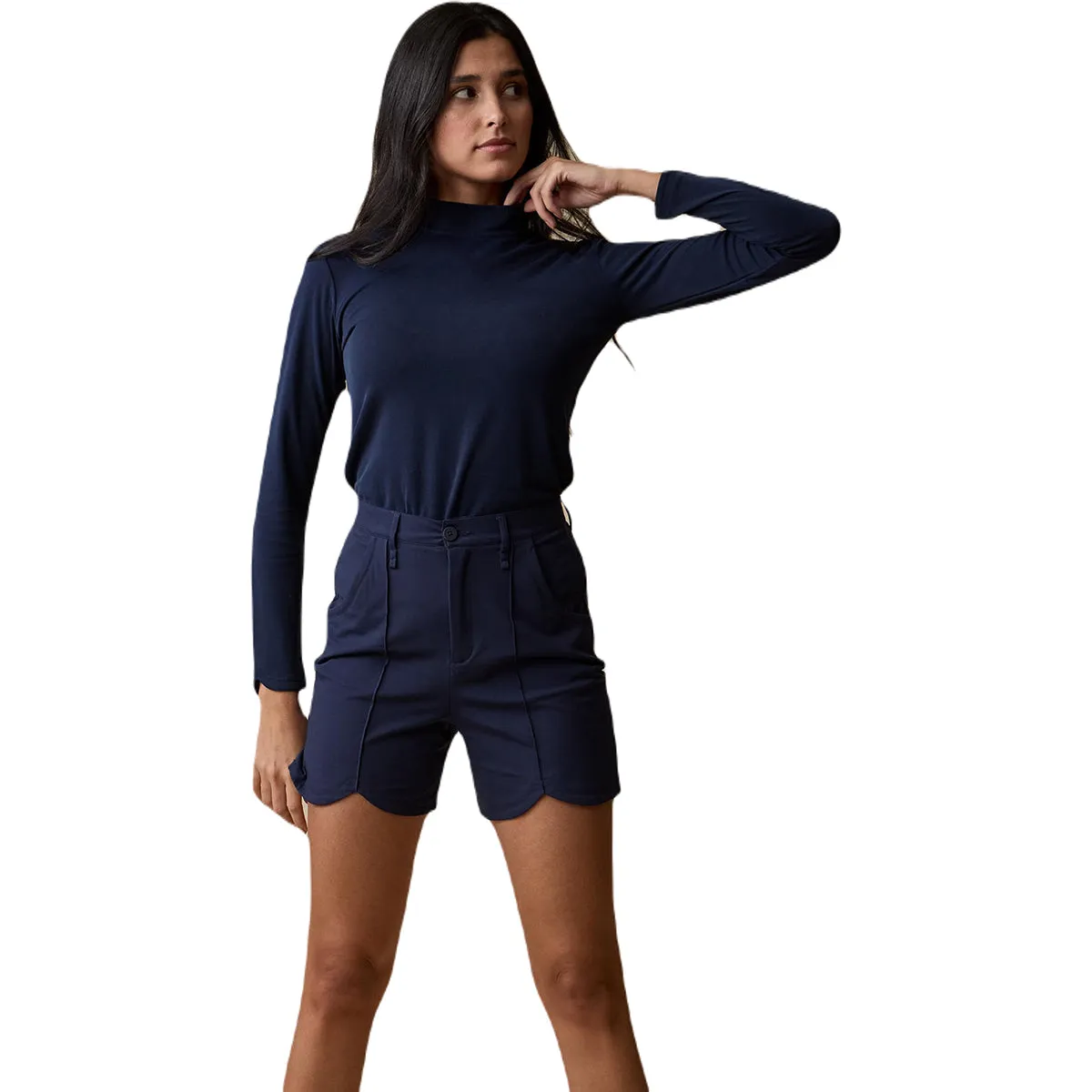 A. PUTNAM Women's Dress Blues Long Sleeve Keyhole Top