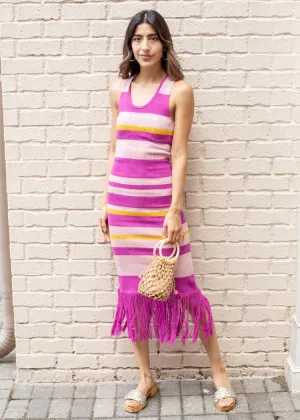 Adelyn Rae Anne Striped Fringe Dress ***FINAL SALE***