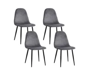 Artiss Dining Chairs Grey Velvet Set of 4 Nova