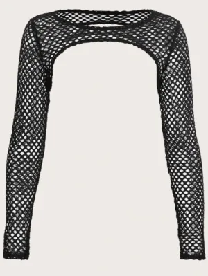 Bay L/S fishnet Shrug (Black)