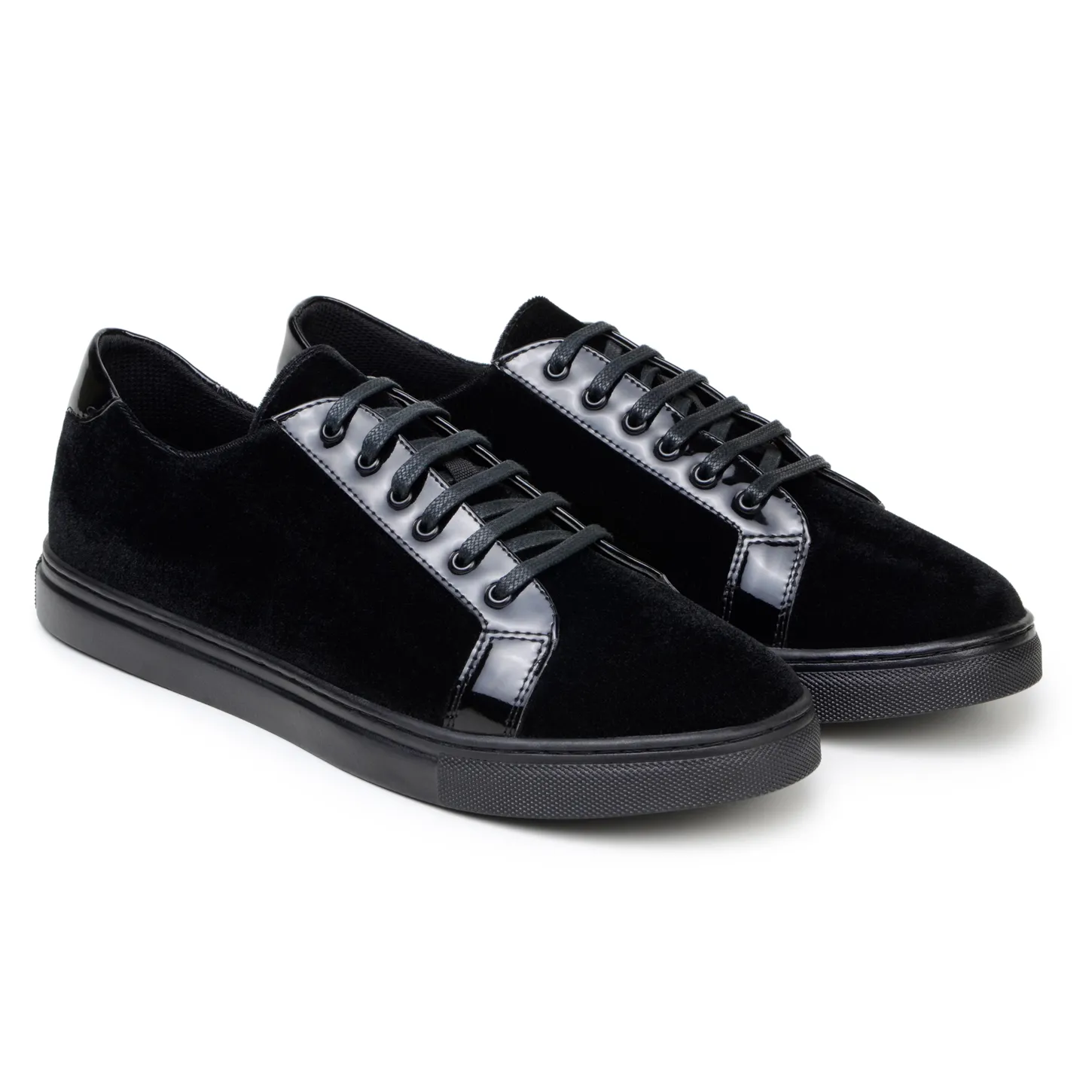 Belvedere Teo in Black Velvet & Patent Leather Sneakers