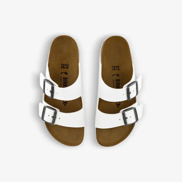 Birkenstock patent leather double strap Arizona sandal, white