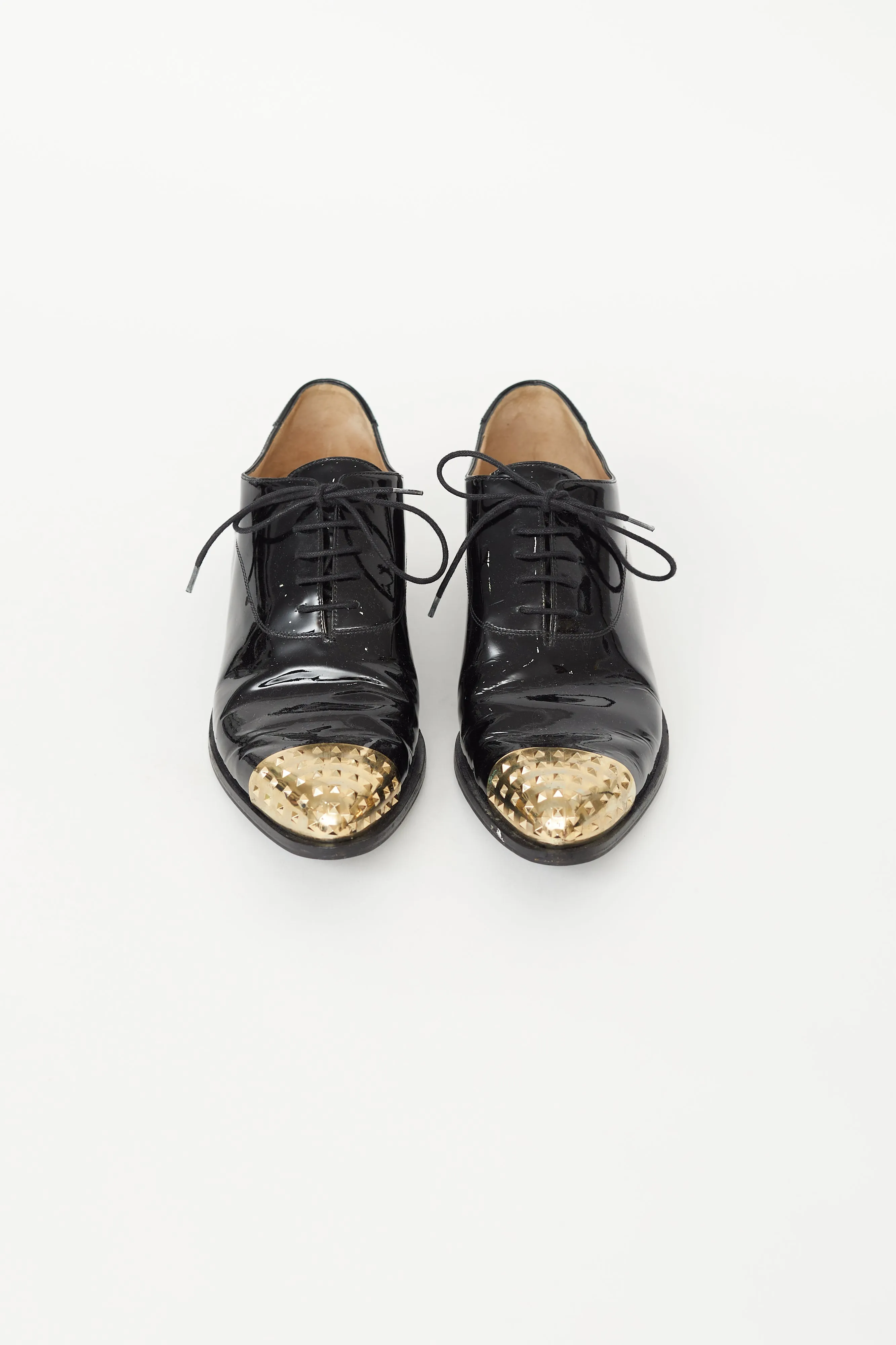 Black Patent & Gold Rockstud Loafer