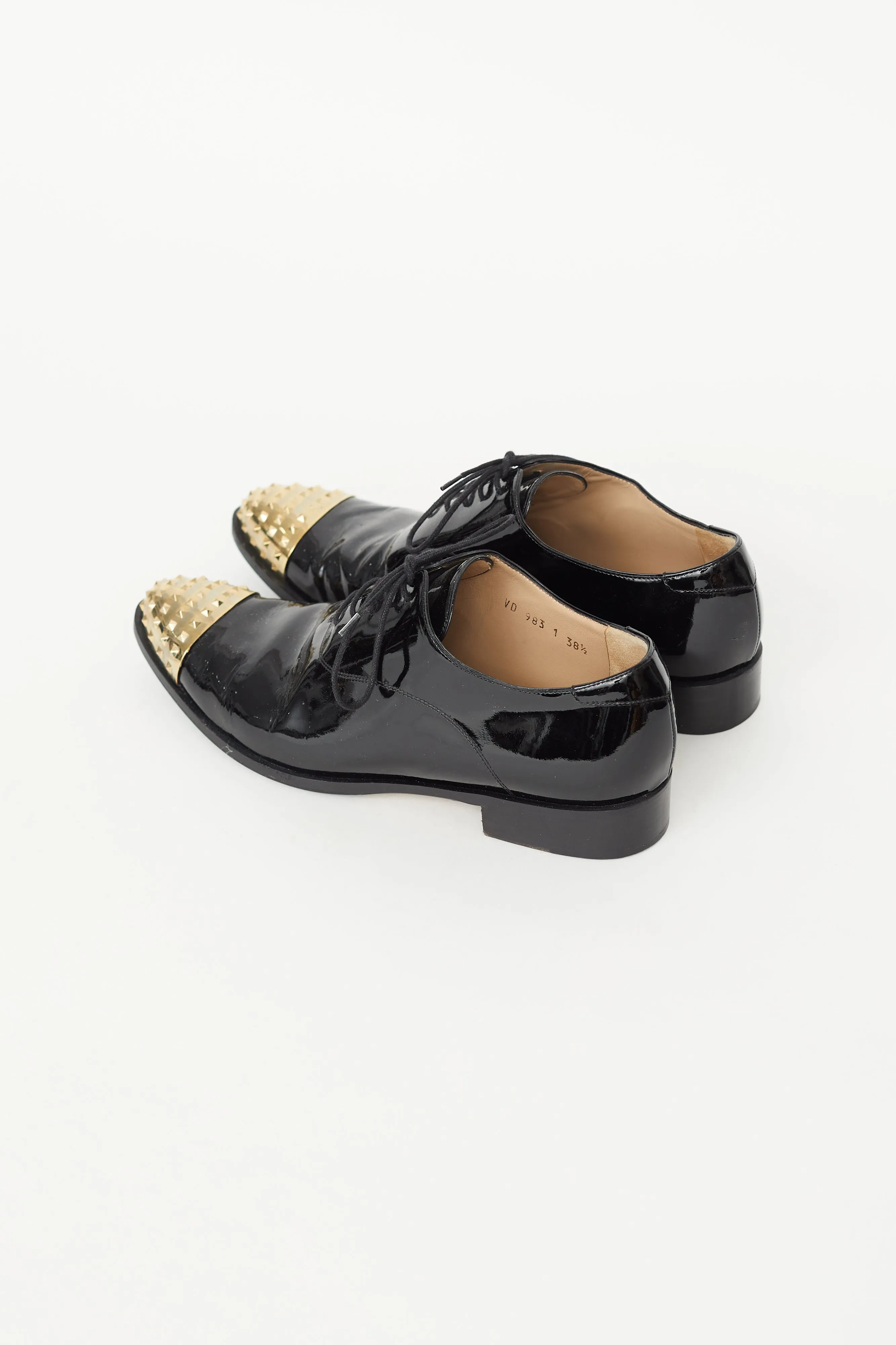 Black Patent & Gold Rockstud Loafer