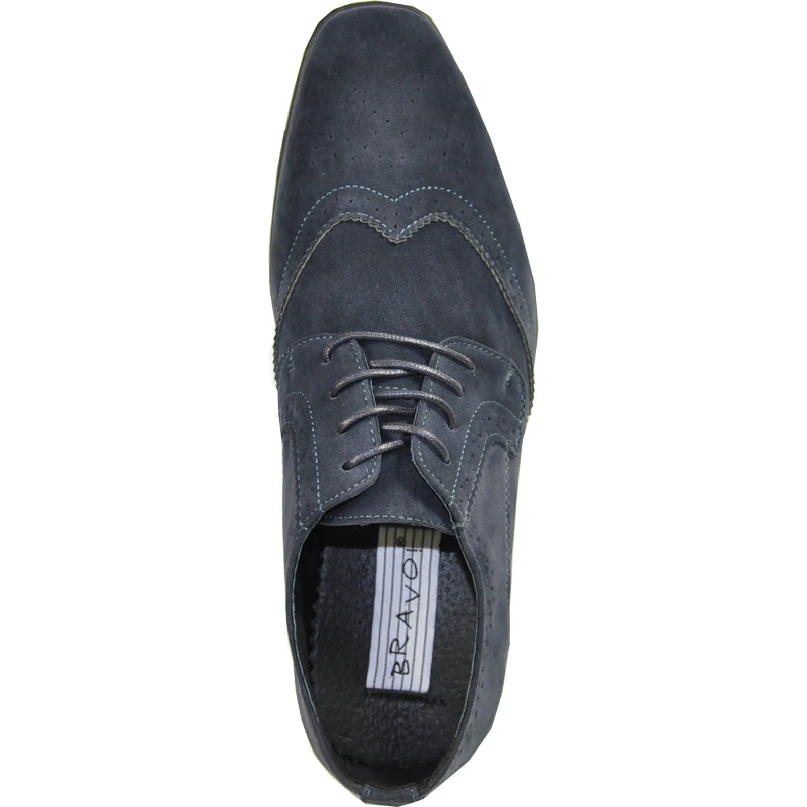 BRAVO Men Dress Shoe KING-3 Wingtip Oxford Shoe Blue