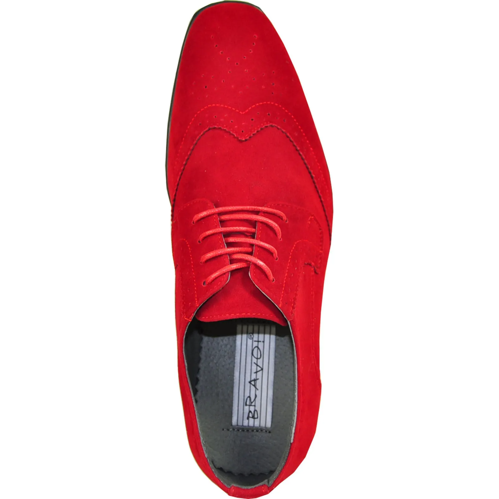 BRAVO Men Dress Shoe KING-3 Wingtip Oxford Shoe Red