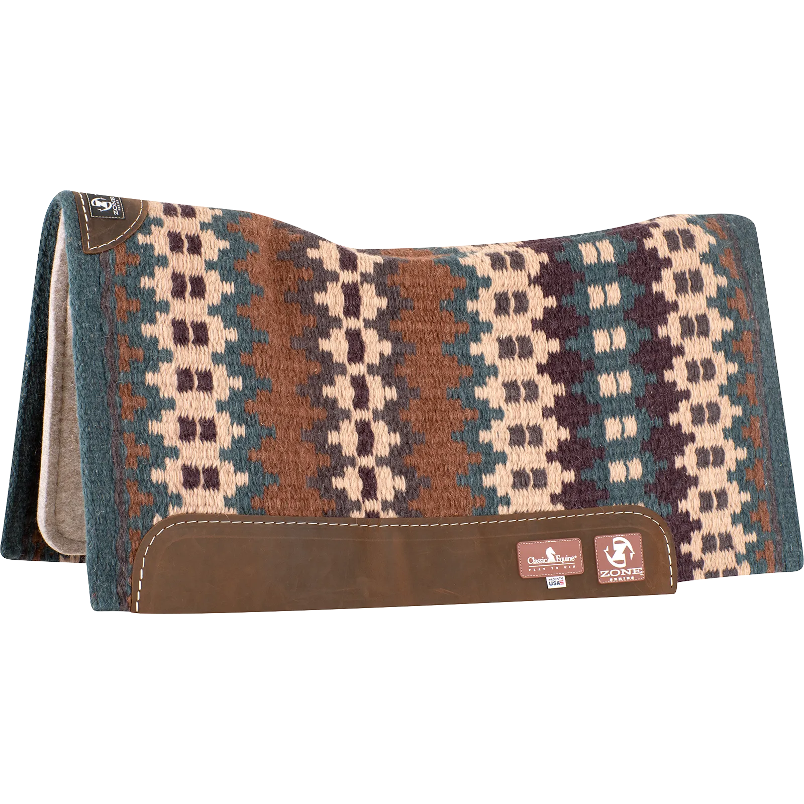 Classic Equine 32"X34" 3/4" Zone Blanket Top Saddle Pad- Teal/Slate