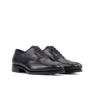 DapperFam Aeron in Navy Men's Italian Leather Full Brogue