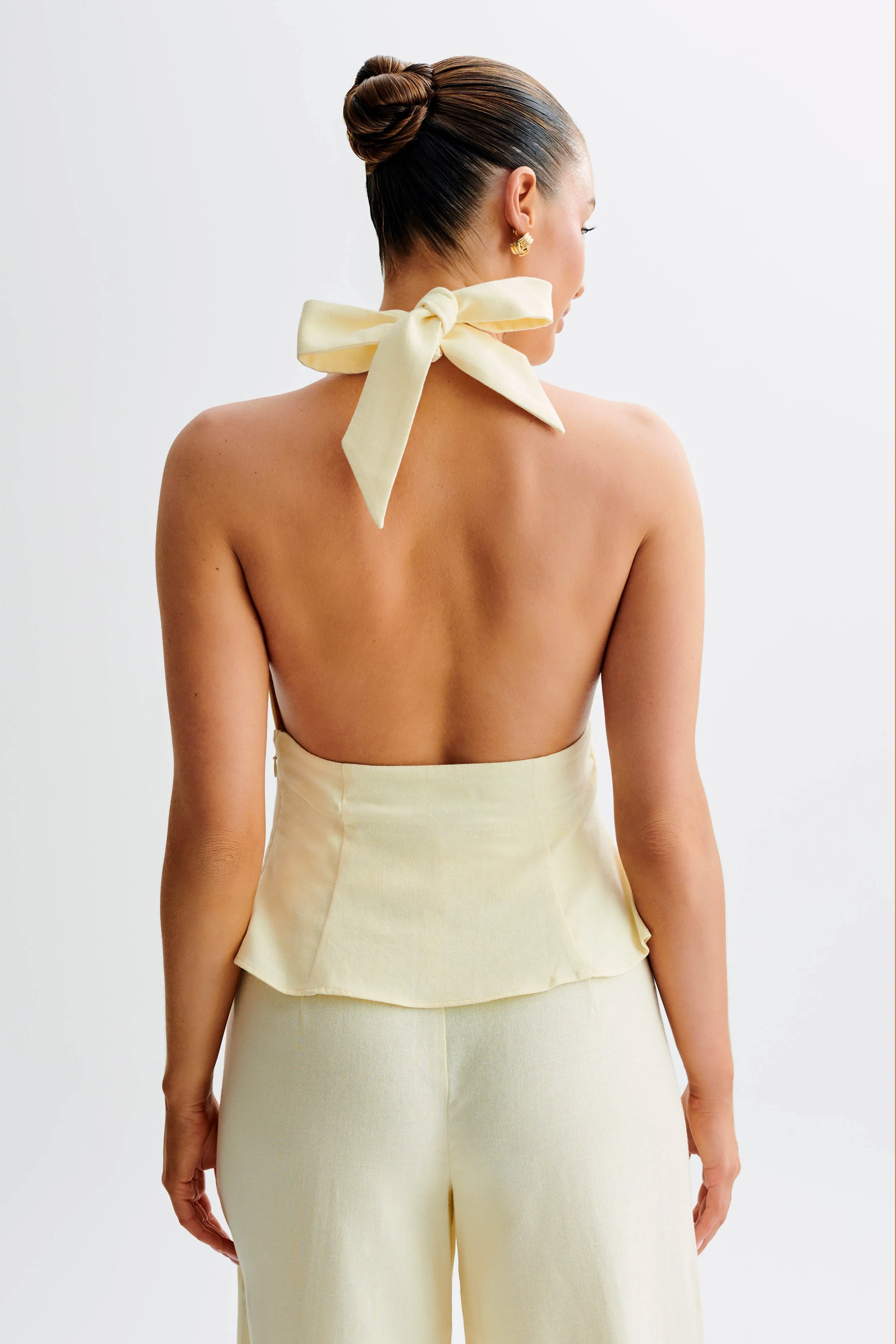 Delfina Linen Halter Top - Lemon Sherbet