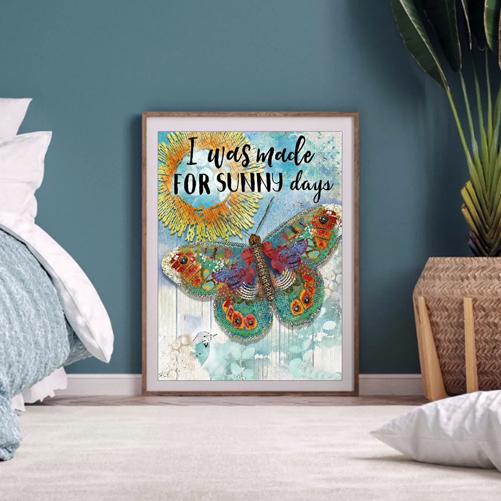 Diamond Painting - Full Round - Butterfly and Letters(40*50cm)