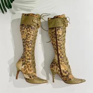 Dior Leopard Ostrich Boots