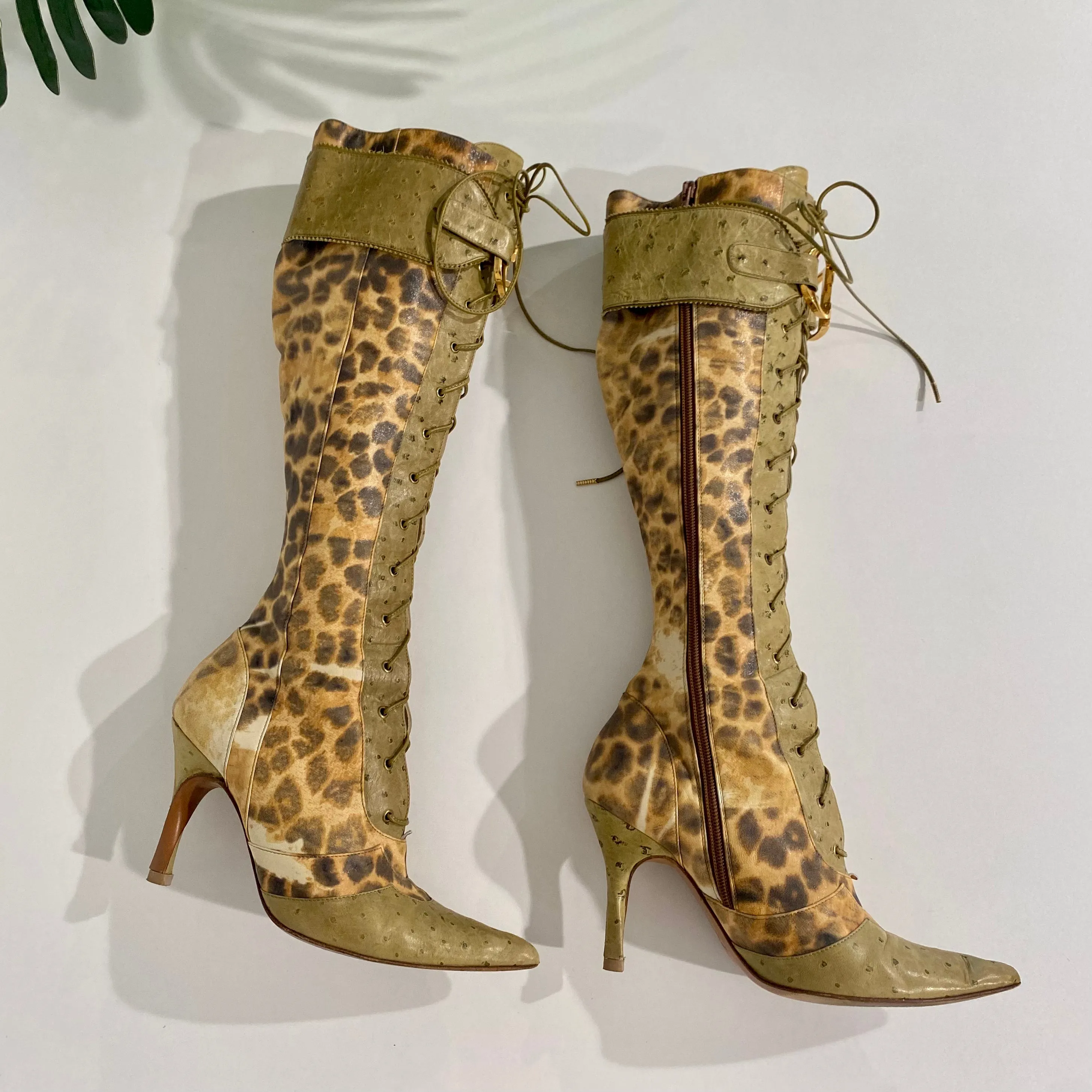 Dior Leopard Ostrich Boots