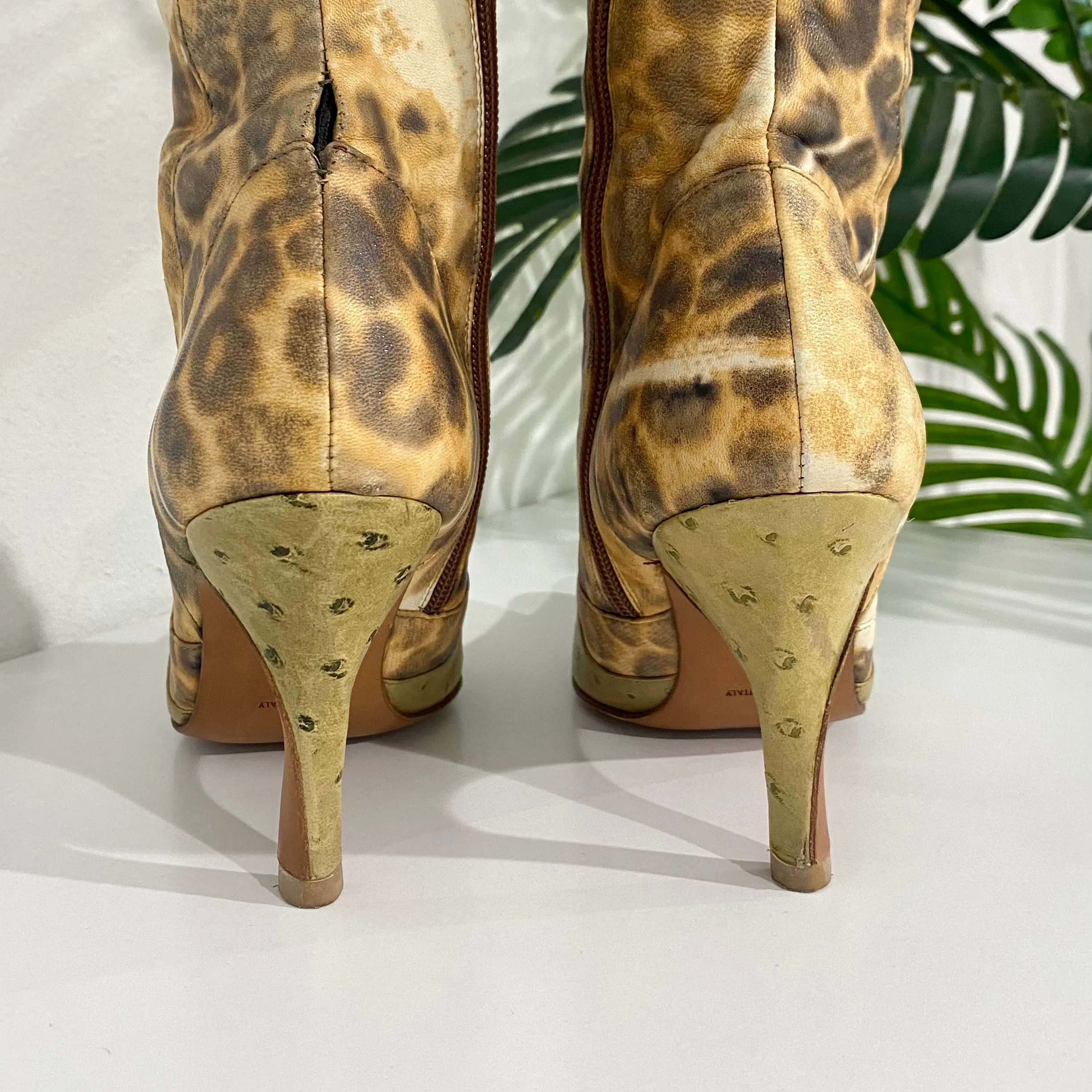 Dior Leopard Ostrich Boots