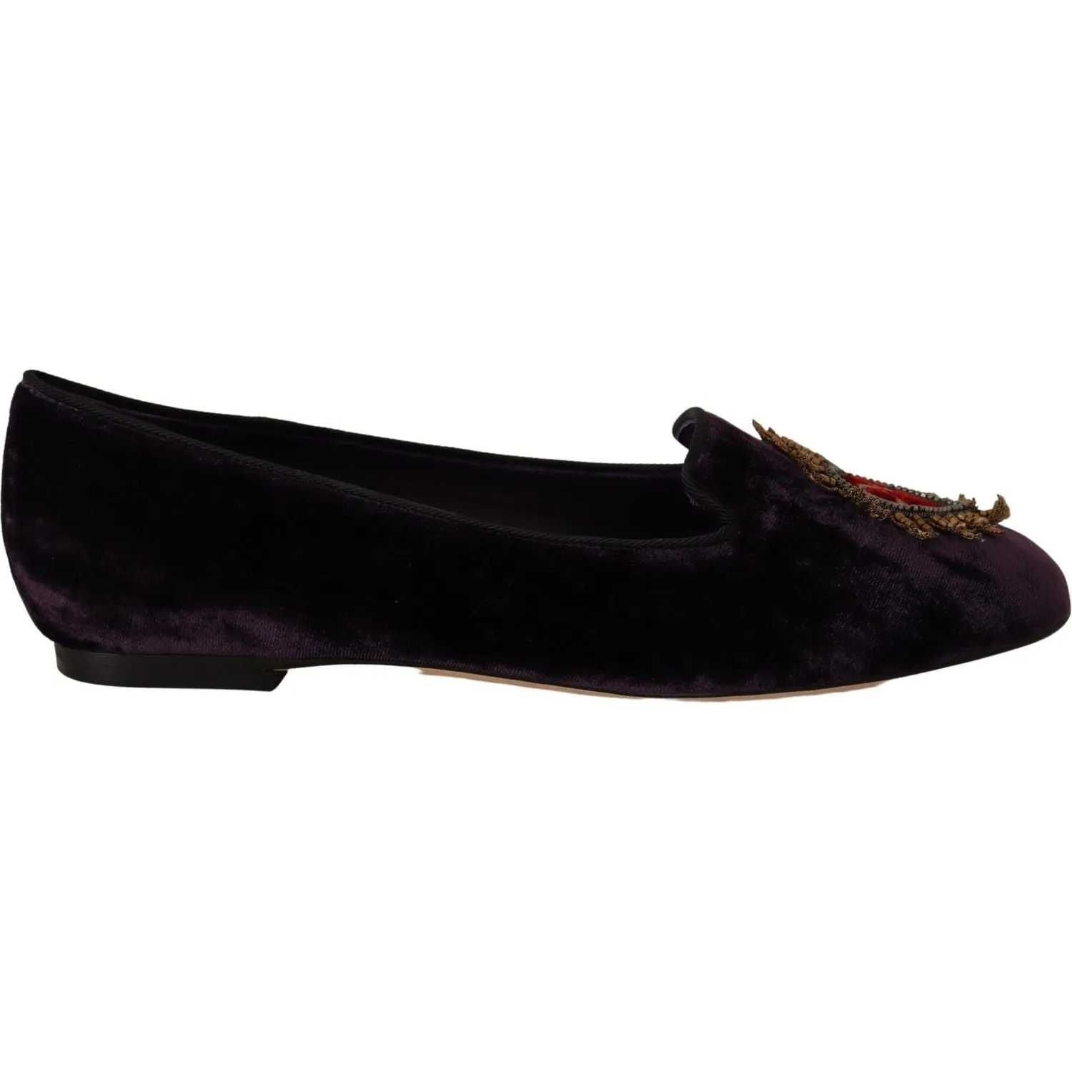 Dolce & Gabbana Chic Purple Velvet Loafers with Heart Detail