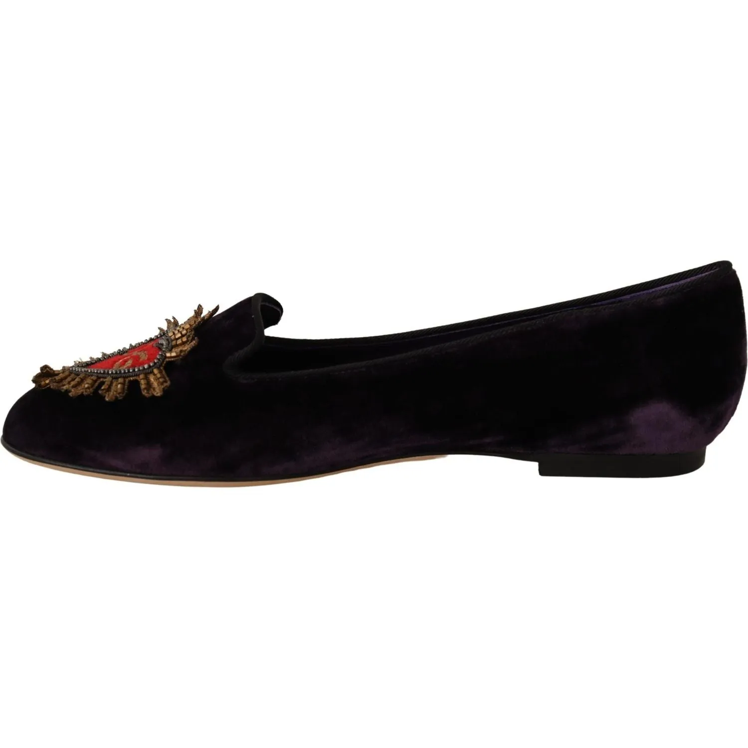 Dolce & Gabbana Chic Purple Velvet Loafers with Heart Detail