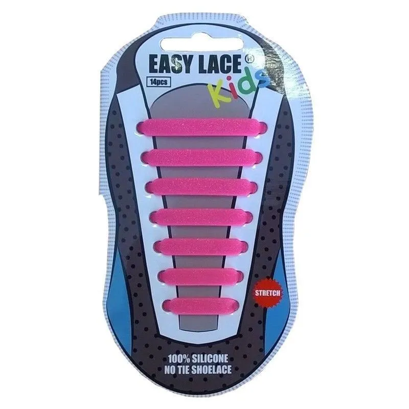 EASY LACE KIDS NO TIE ELASTIC SILICONE SLIP ON SHOELACES 14 PIECES