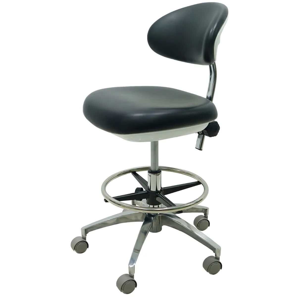 Ergonomic Medical or Dental Operator Chair with Concave Backrest and Footrest