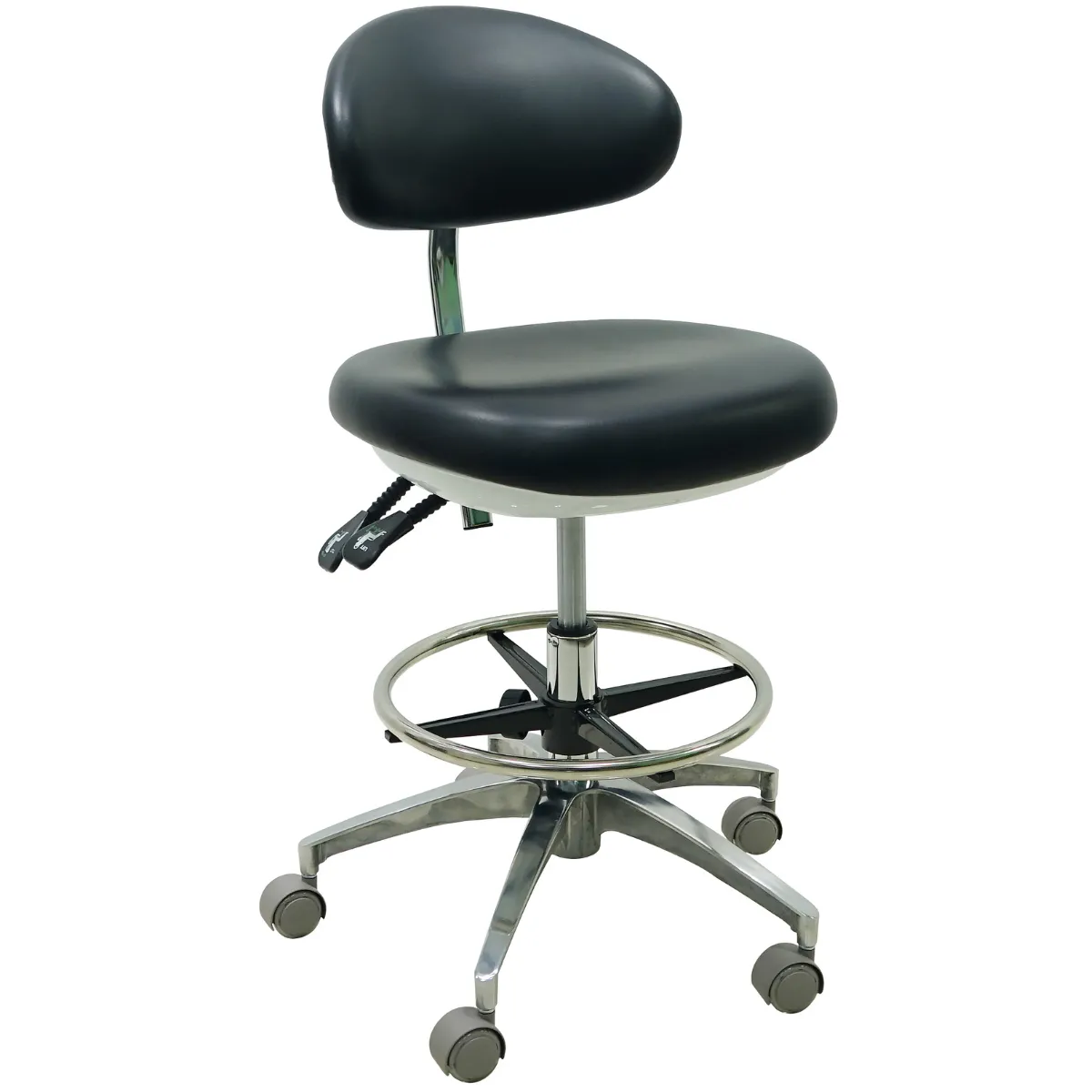 Ergonomic Medical or Dental Operator Chair with Concave Backrest and Footrest