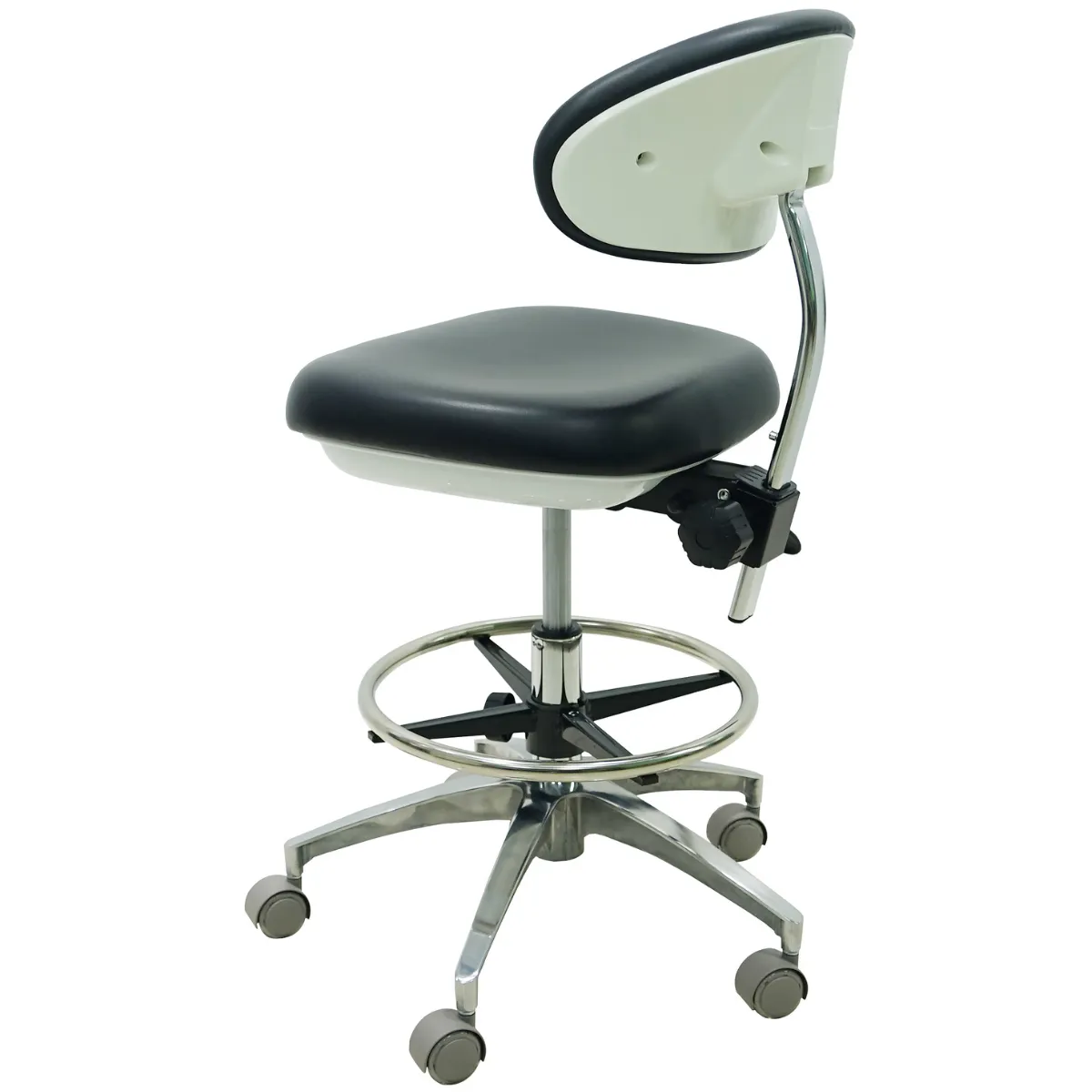 Ergonomic Medical or Dental Operator Chair with Concave Backrest and Footrest