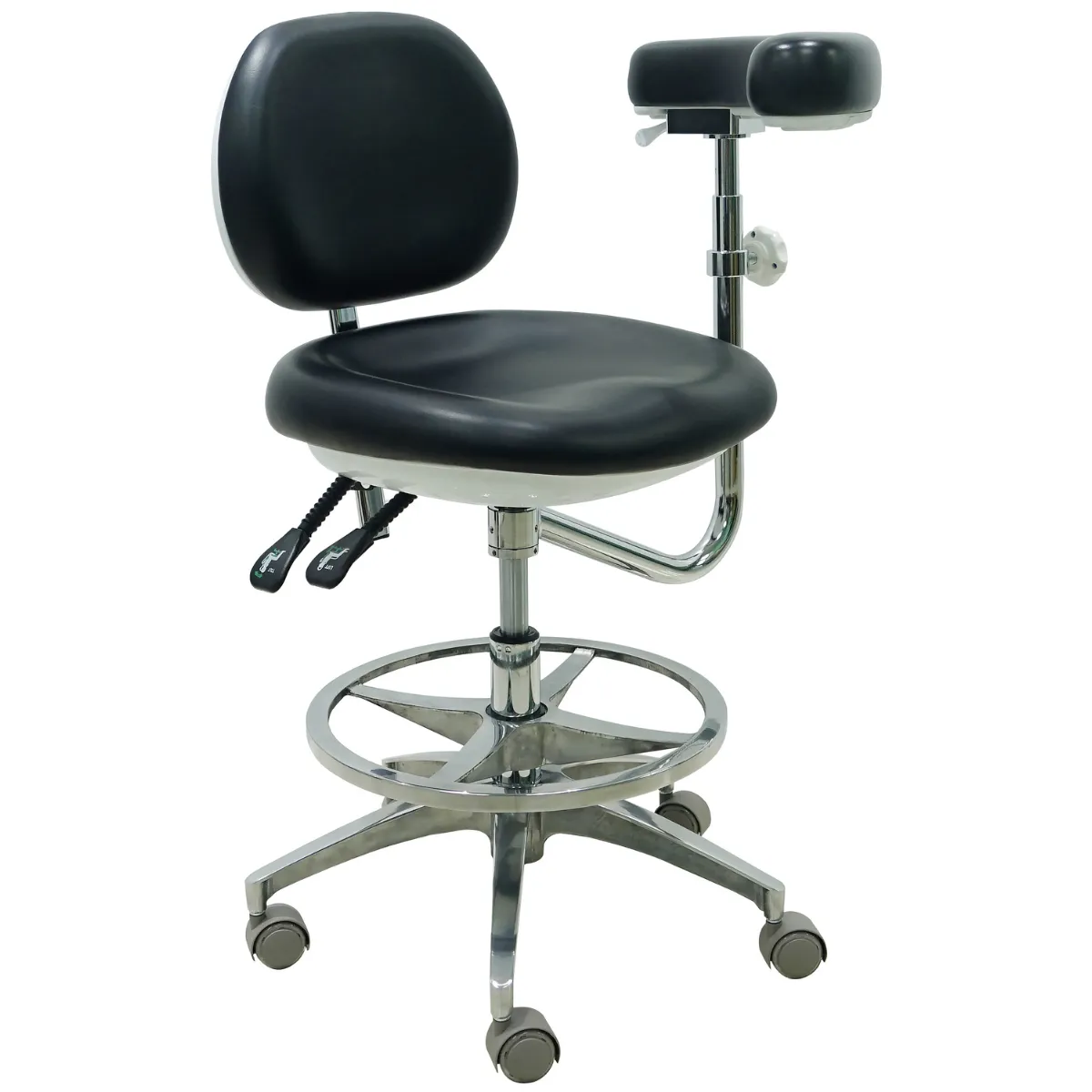 Ergonomic Medical or Dental Operator Chair with Footrest, Backrest and Handrest