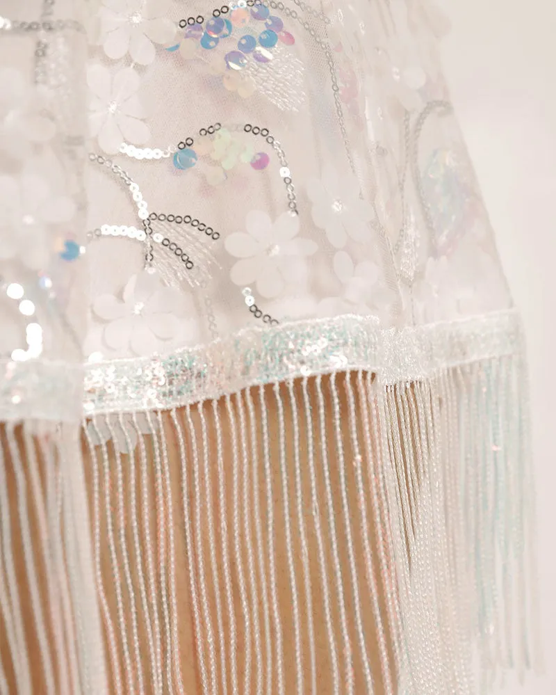 Floral Fairy Sequin Fringe Skirt