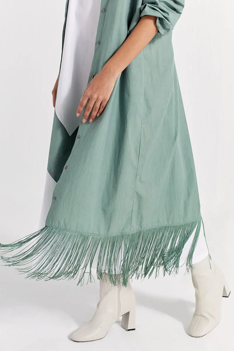 Fringe Back Yoke Jacket - Jade