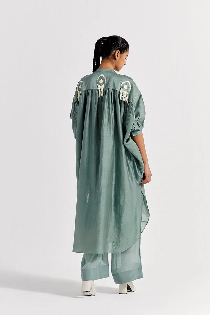 Fringe Bat Sleeve Shirt - Jade