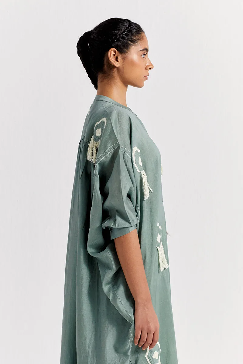 Fringe Bat Sleeve Shirt - Jade