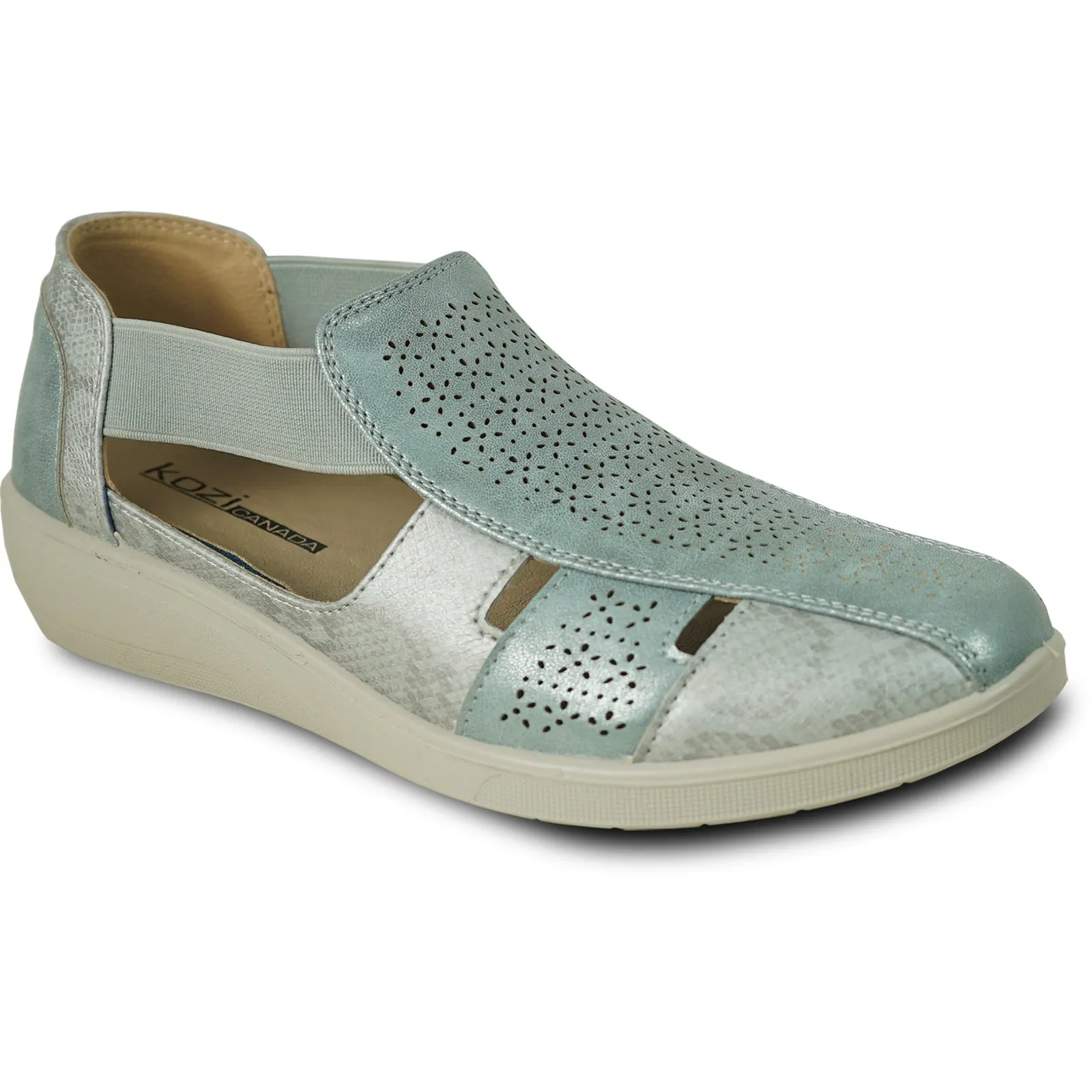 KOZI Women Comfort Casual Shoe OY3229 Wedge Sandal Light Blue