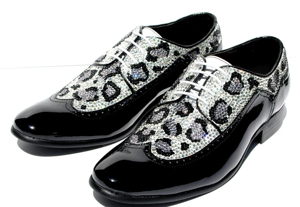 Men's Swarovski Crystal Leopard Wing Tip Shoe