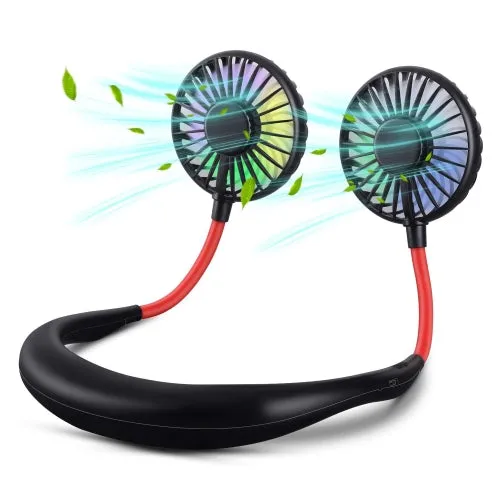 Mini Air Portable LED Light Neck Fan