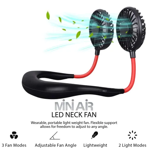 Mini Air Portable LED Light Neck Fan