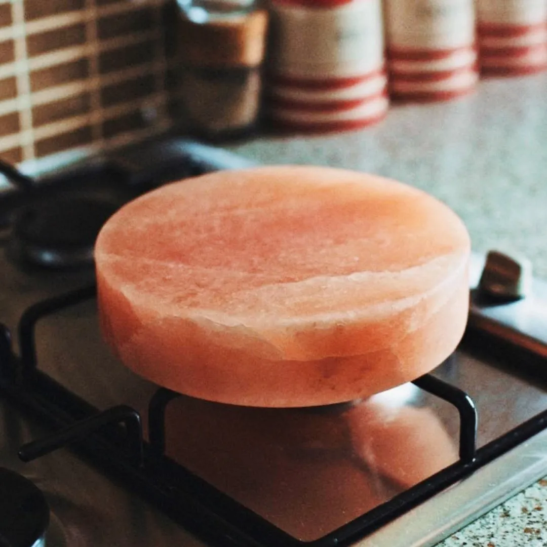 Natural Himalayan Pink Salt Round Shape Cooking Block Tile For Grilling