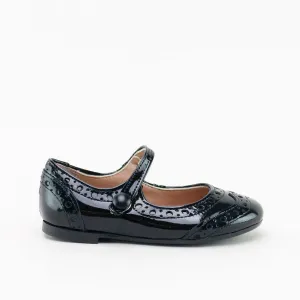 Papanatas Black Patent Wingtip Mary Jane