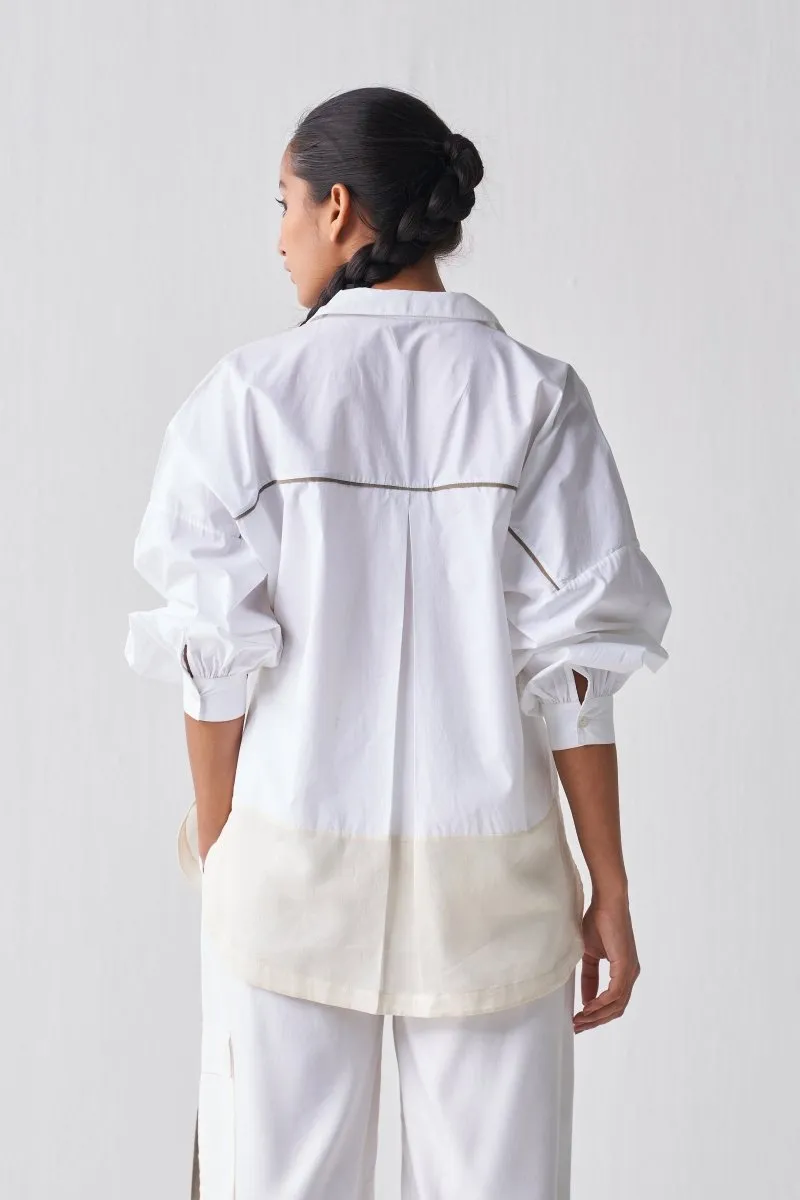 Patch U Hem Shirt Co ord - White