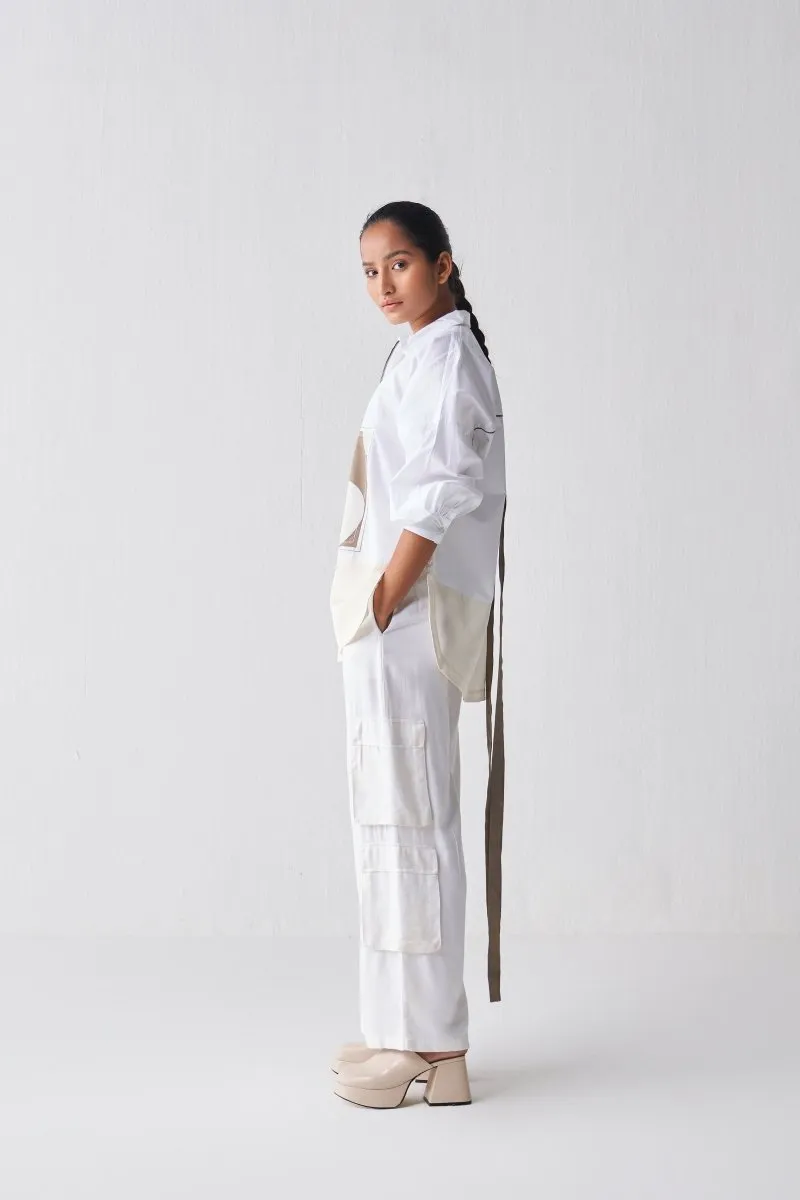 Patch U Hem Shirt Co ord - White