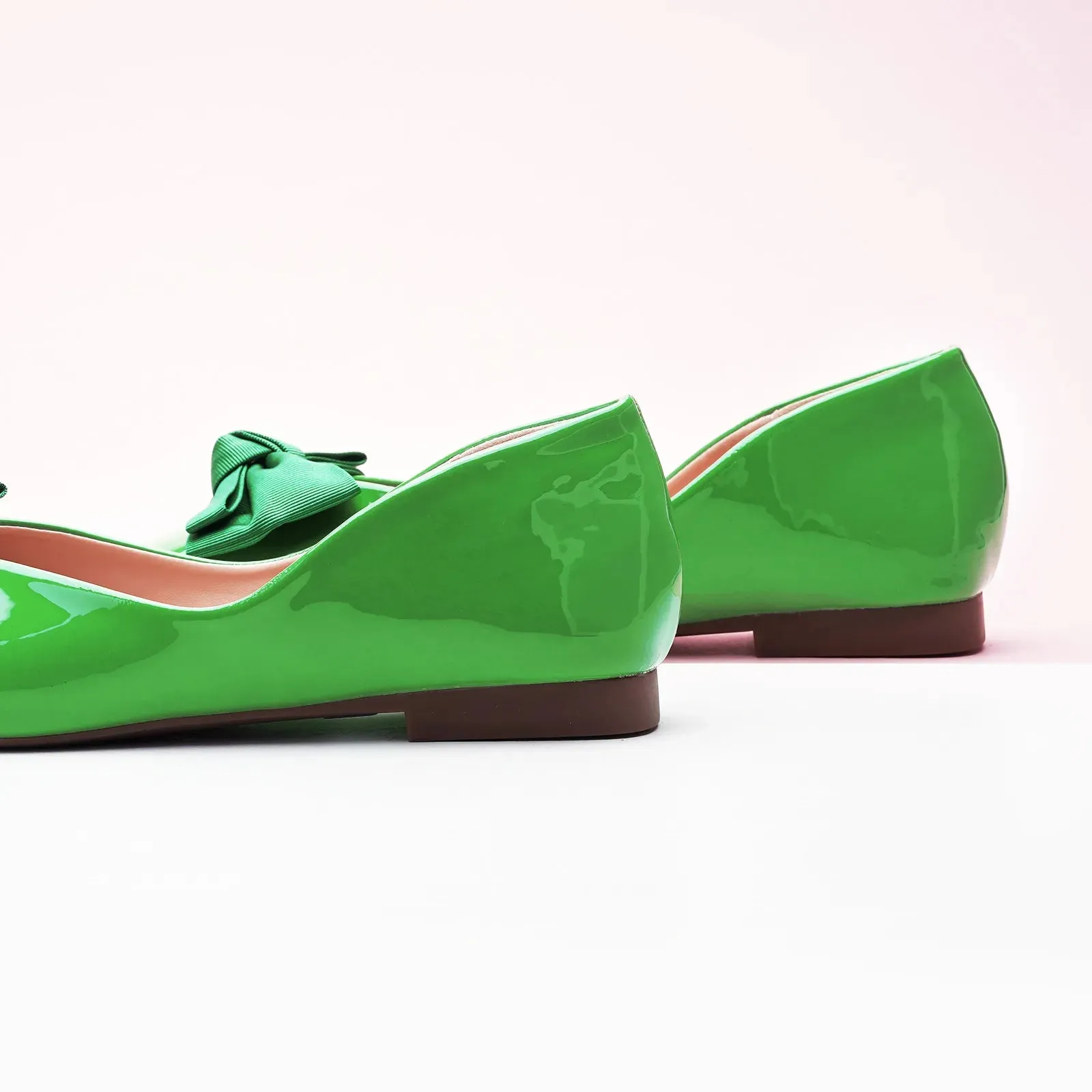 Patent Bow Ballerina Flats (Eva) Green