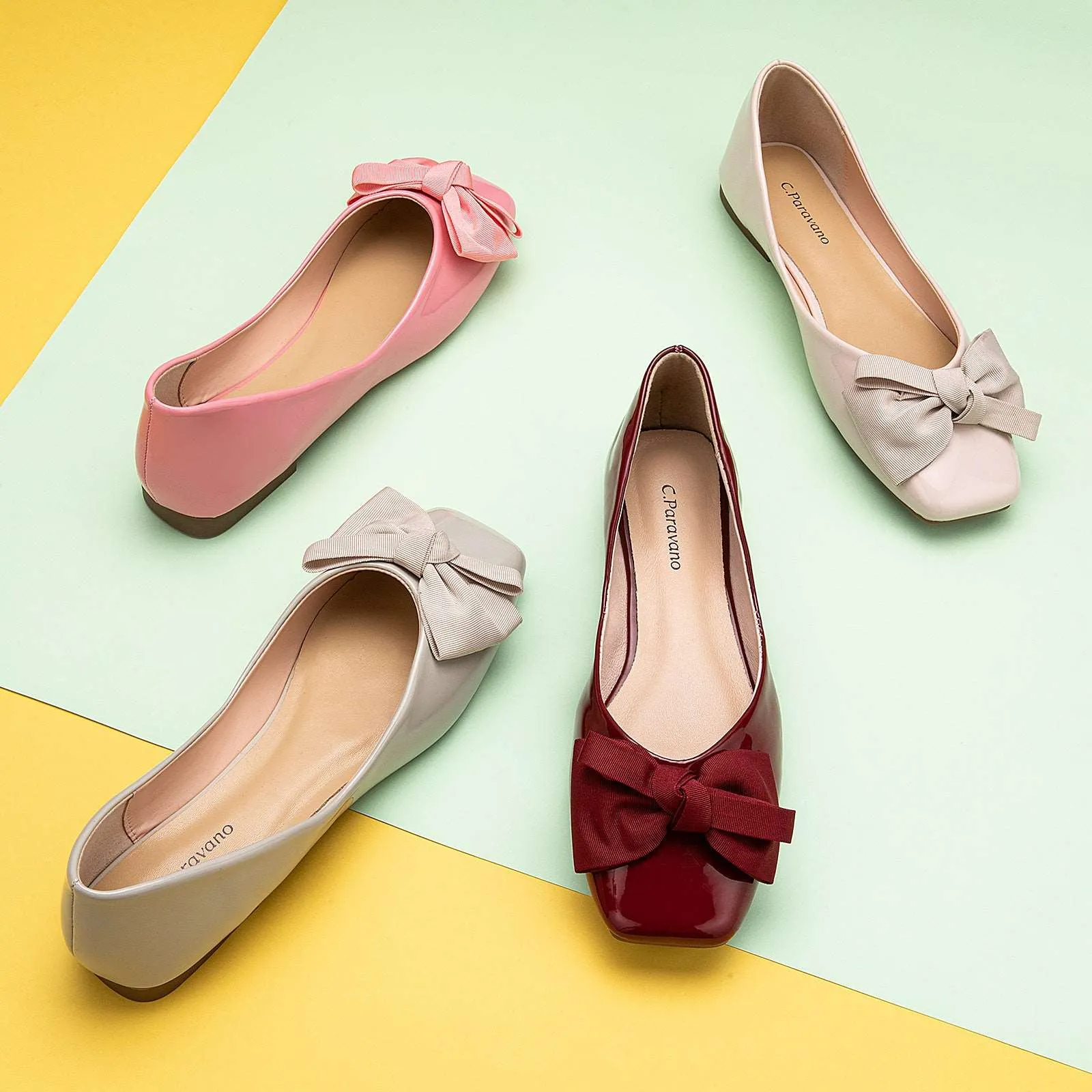 Patent Bow Ballerina Flats (Eva) Red