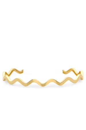 Polished Yellow Gold Wave Cuff