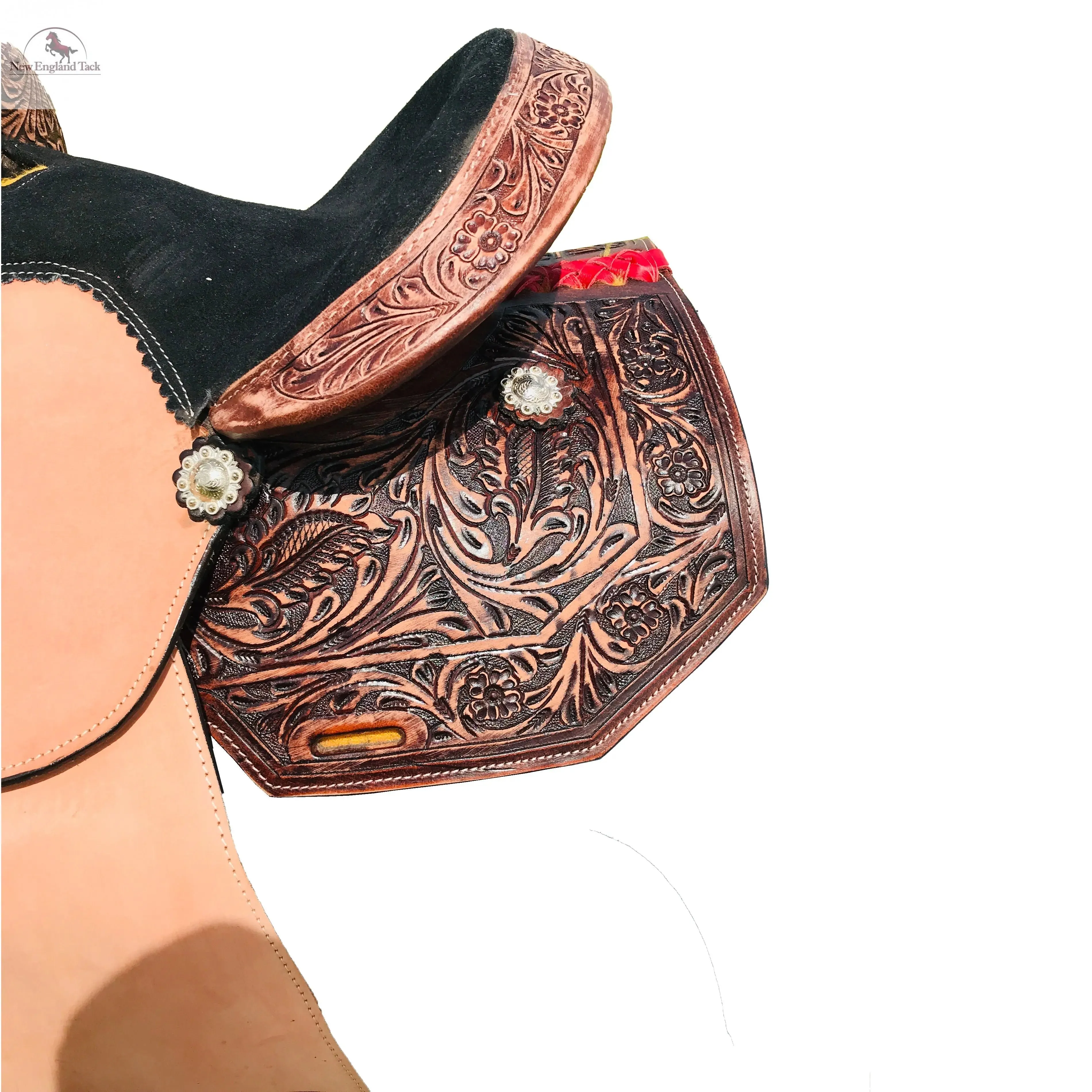 Resistance Youth Western Barrel Saddle | Floral Tooled | Genuine Leather | Premium Quality