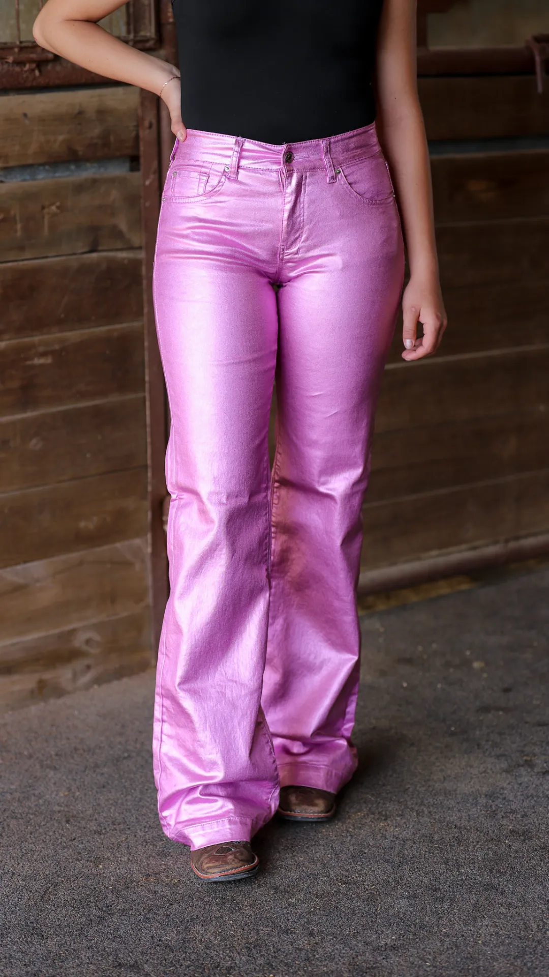 ROSE METALLIC SIGNATURE TROUSER DENIM