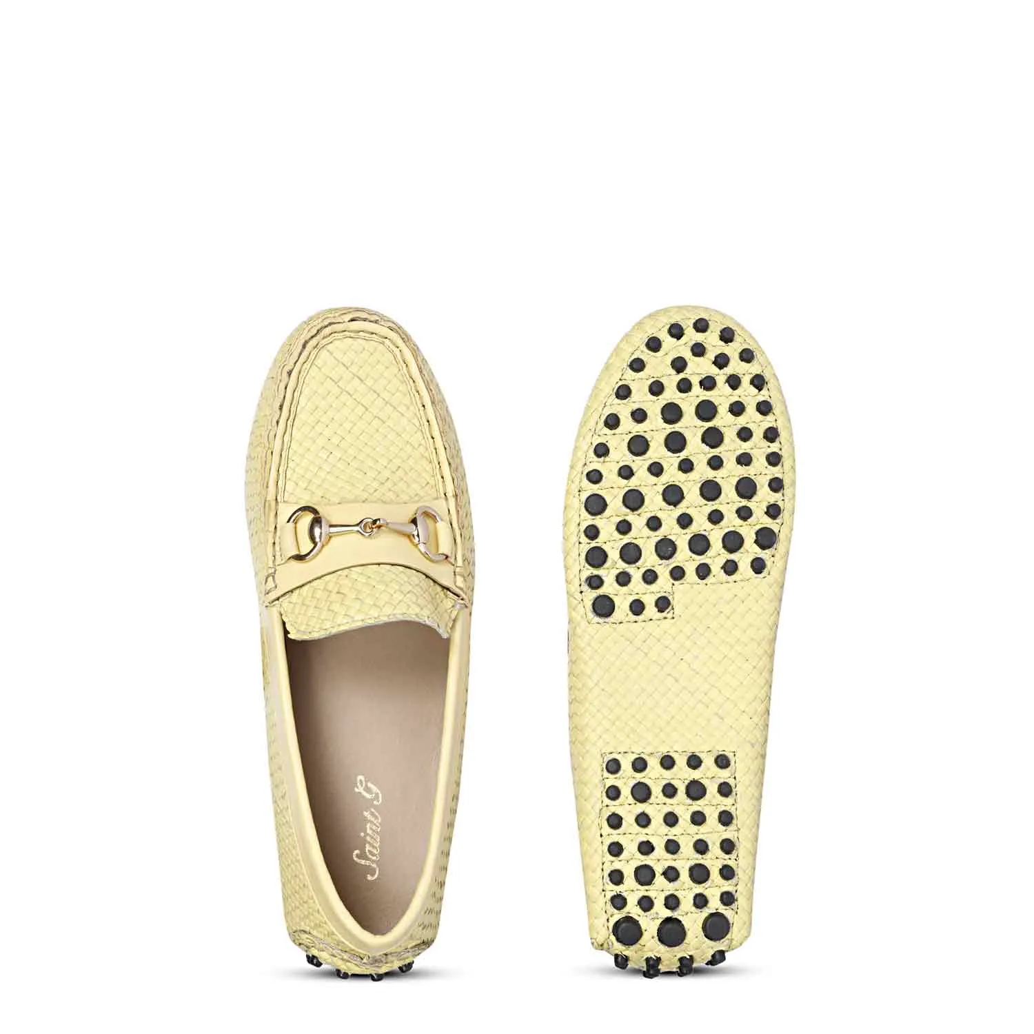 Saint Lucy Lime Woven Leather Loafers