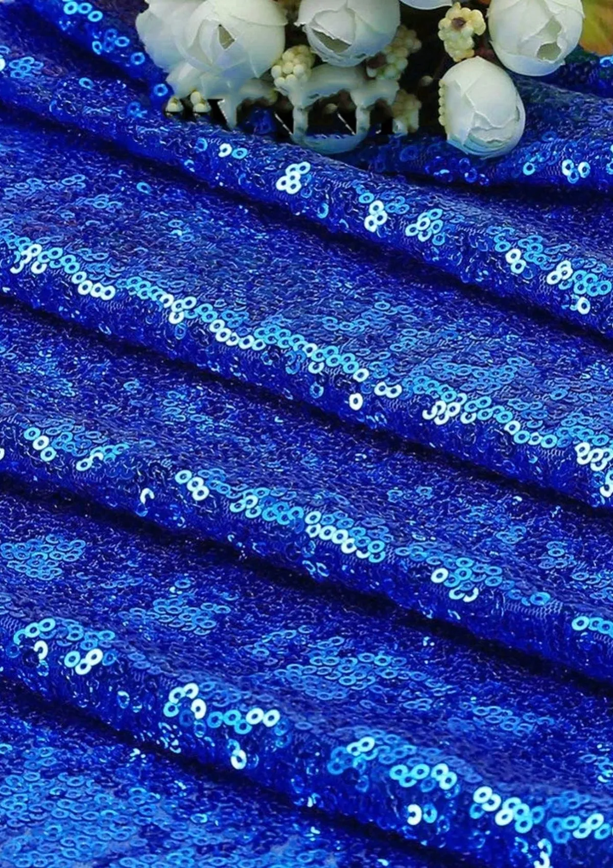 Sequins 3mm Allover Embroidered Fabric on Tulle/Net Material for Decor, Sewing, Dress, Tablecloths & Craft | 52" - 132cms Usable Width | Sold by The Metre