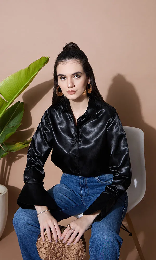 SLEEK MIDNIGHT SATIN SHIRT