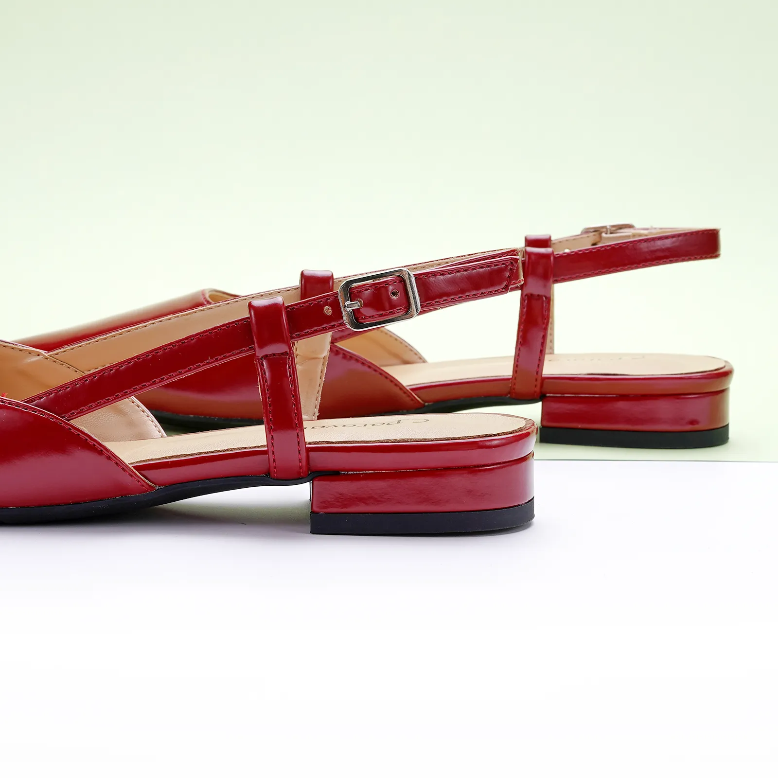 Sleek Slingback Flats (Freya) Red