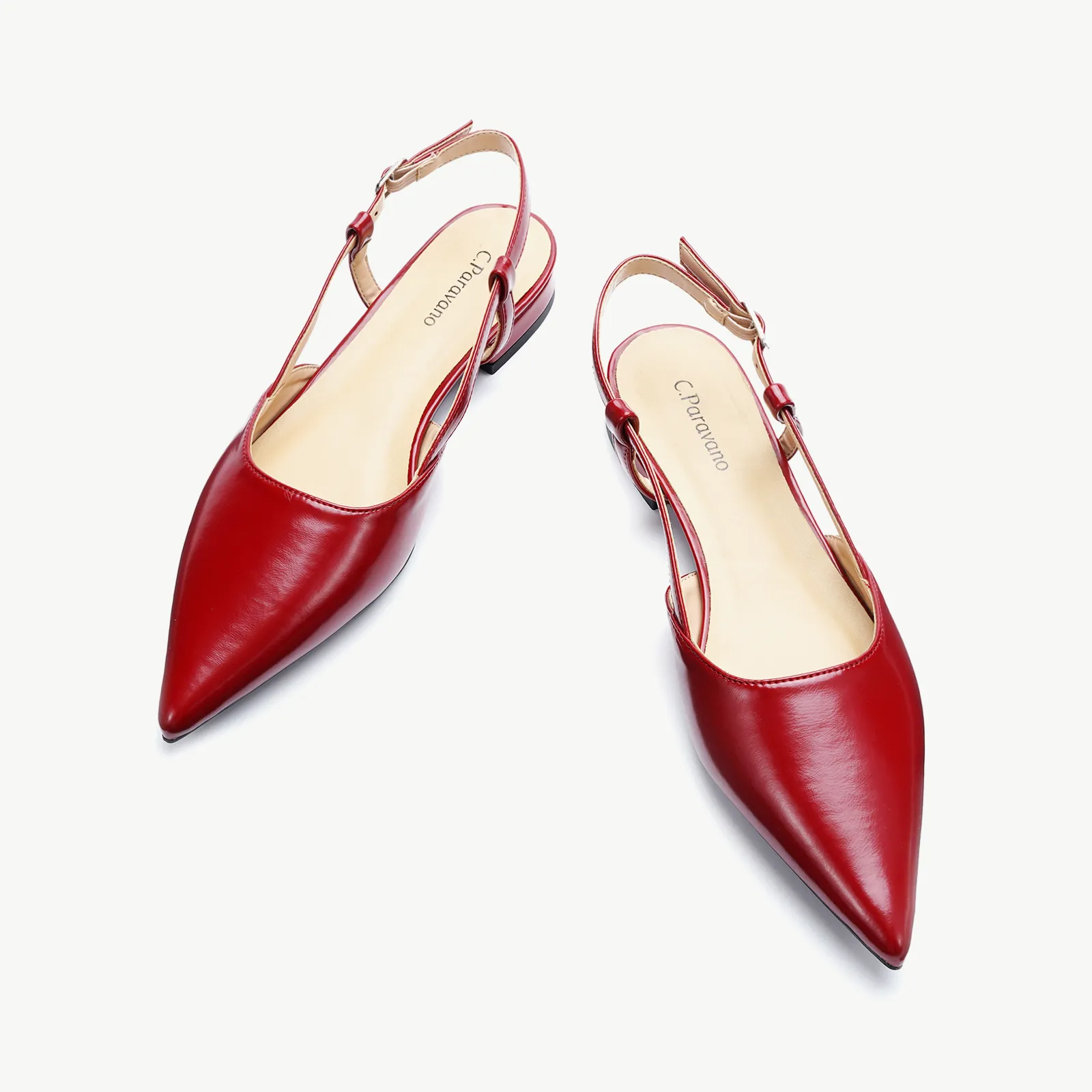 Sleek Slingback Flats (Freya) Red