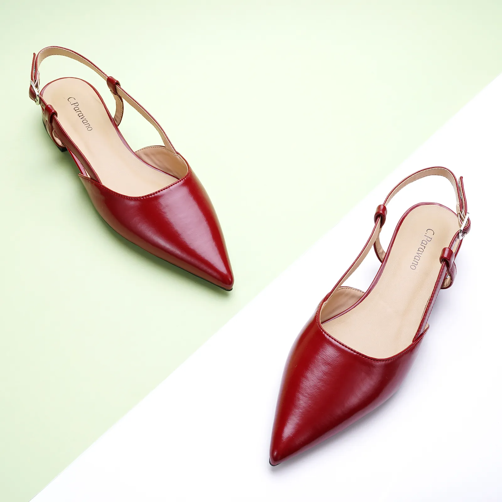 Sleek Slingback Flats (Freya) Red