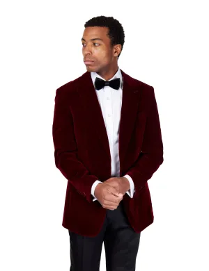 STAN – BURGUNDY VELVET TUXEDO SMOKING JACKET