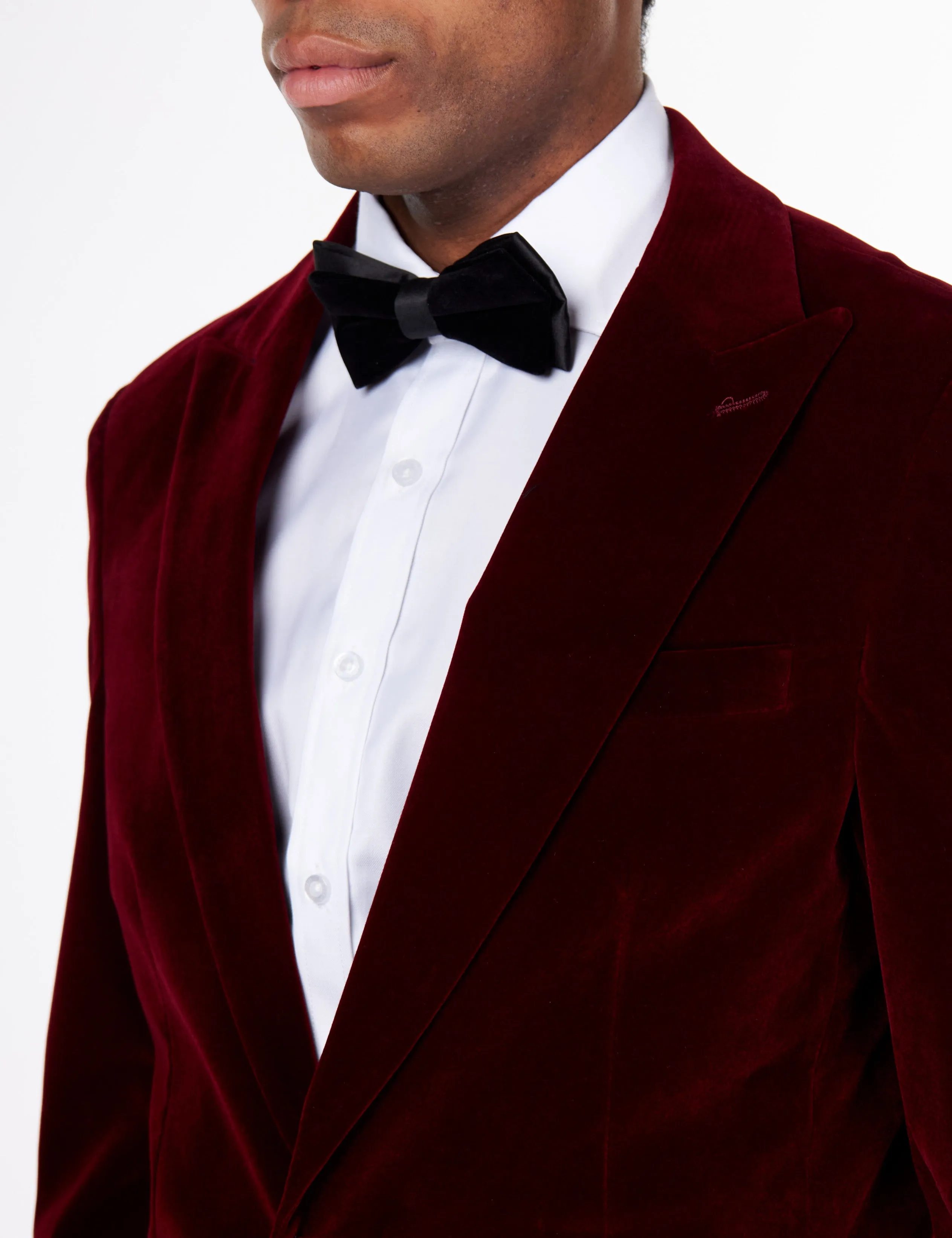 STAN – BURGUNDY VELVET TUXEDO SMOKING JACKET